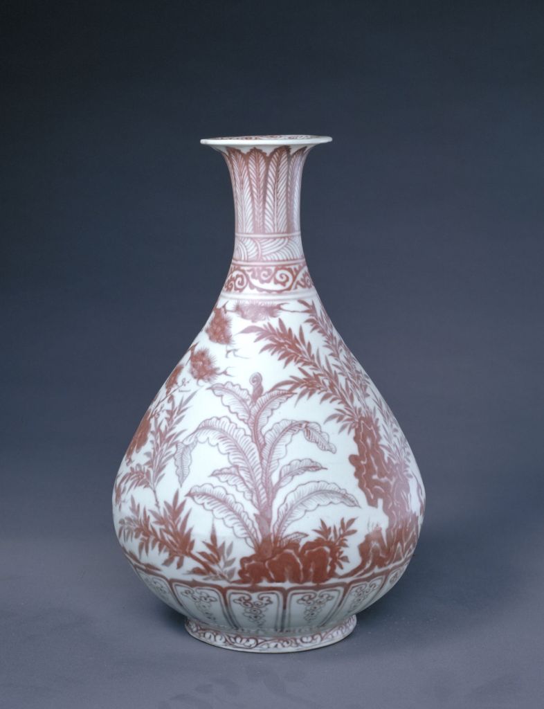 图片[1]-Underglaze spring vase with red pine, bamboo and plum patterns-China Archive